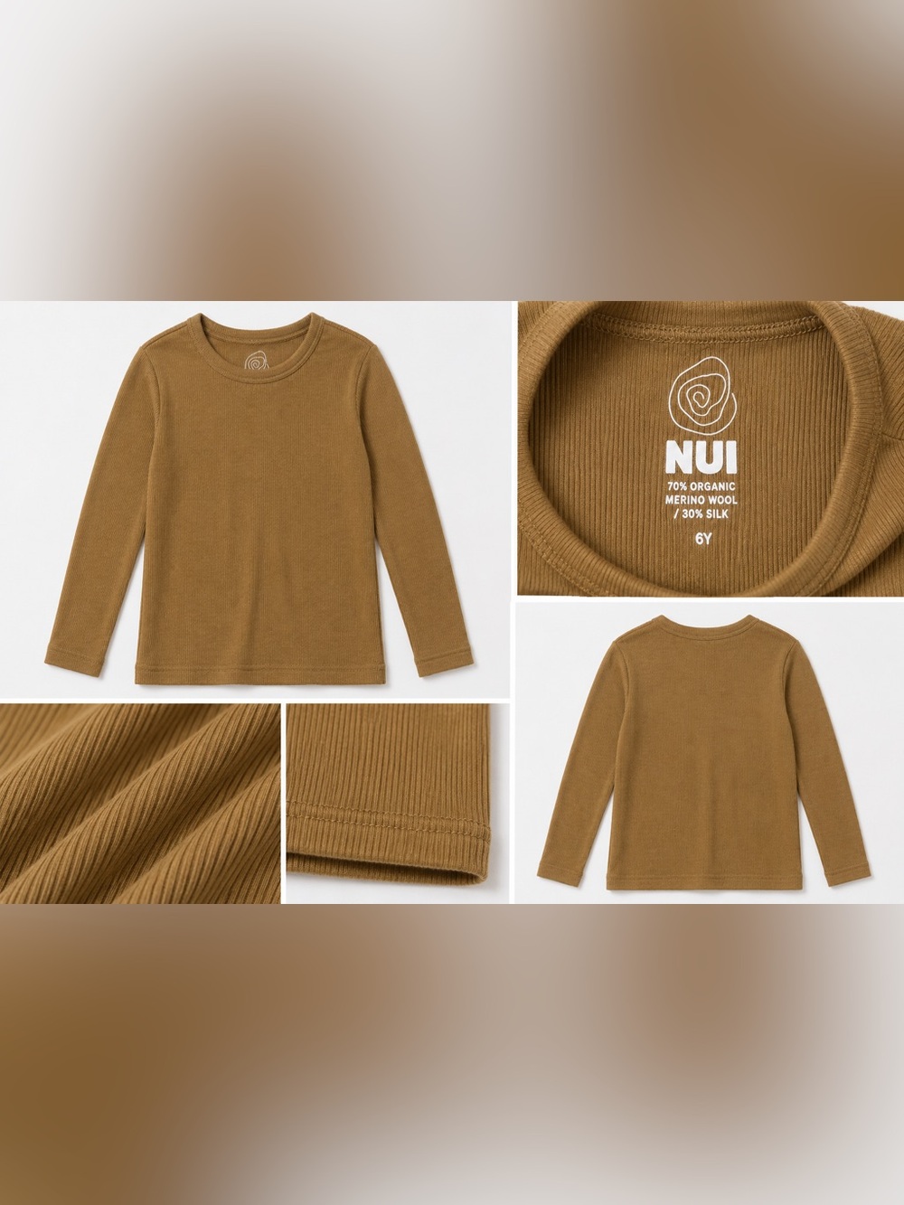 NWT NUI Organics Merino Ski Crew Kelp Youth Size 6